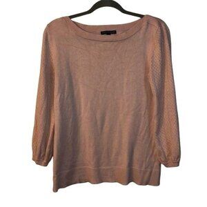 Cable & Gauge Womens Light Pink Knit Sweater With Textured Sleeves Size S